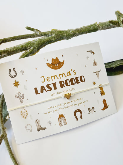 Last Rodeo Hen Party Wish Bracelet: Bride To Be Gift