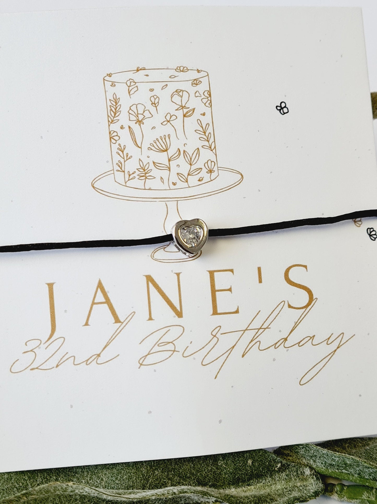 Birthday Cake Design - Silver Diamante Charm bracelet - Party Goodie Bag - Personalised -Any age-Birthday Weekend- Celebration- cv