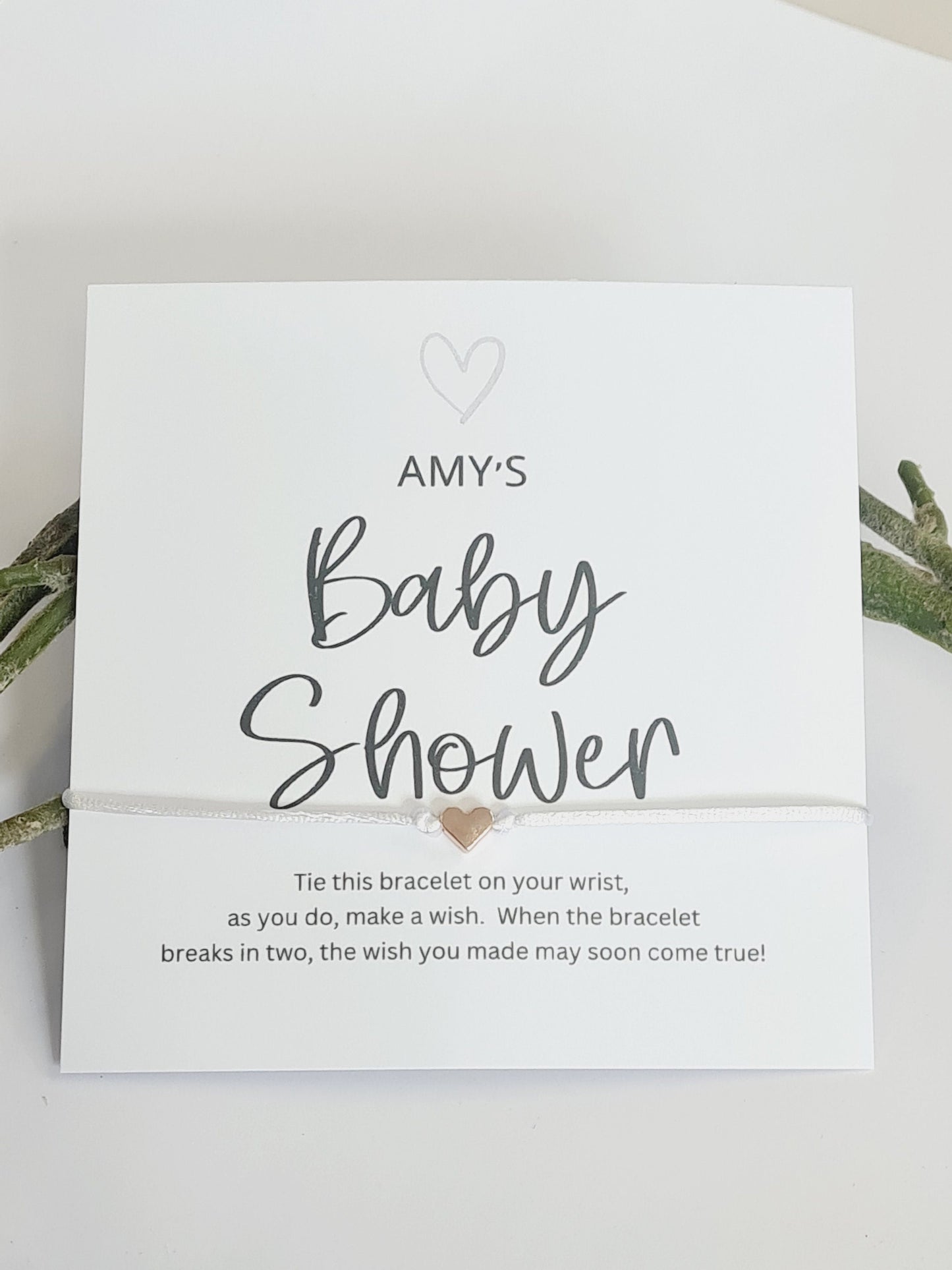 Personalised Baby Shower Wish Bracelet: Heart Charm, Mummy To Be Gift