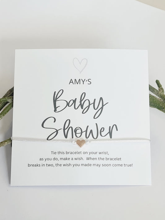 Personalised Baby Shower Wish Bracelet: Heart Charm, Mummy To Be Gift