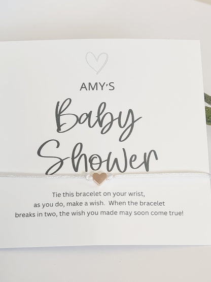 Personalised Baby Shower Wish Bracelet: Heart Charm, Mummy To Be Gift
