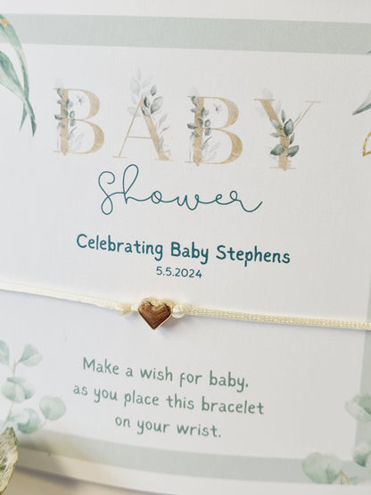 Botanical Fern Baby Shower Wish Bracelet – Personalized Keepsake