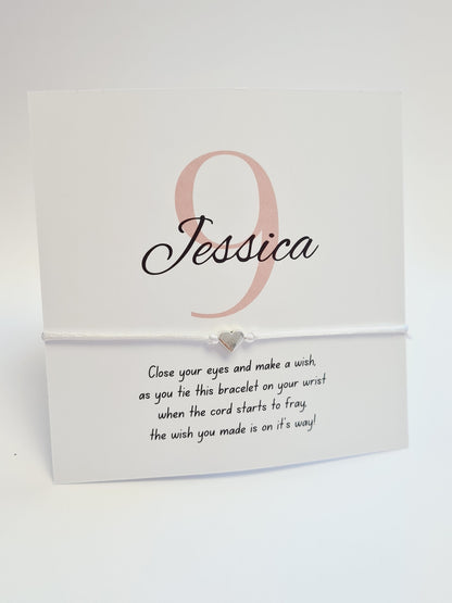 Birthday - Number - Pink - Cord Wish Bracelet - charm bracelet - Party bag filler - Personalised - Any age -  Party - Celebration -PM8