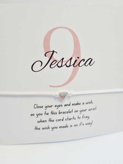 Birthday - Number - Pink - Cord Wish Bracelet - charm bracelet - Party bag filler - Personalised - Any age -  Party - Celebration -PM8
