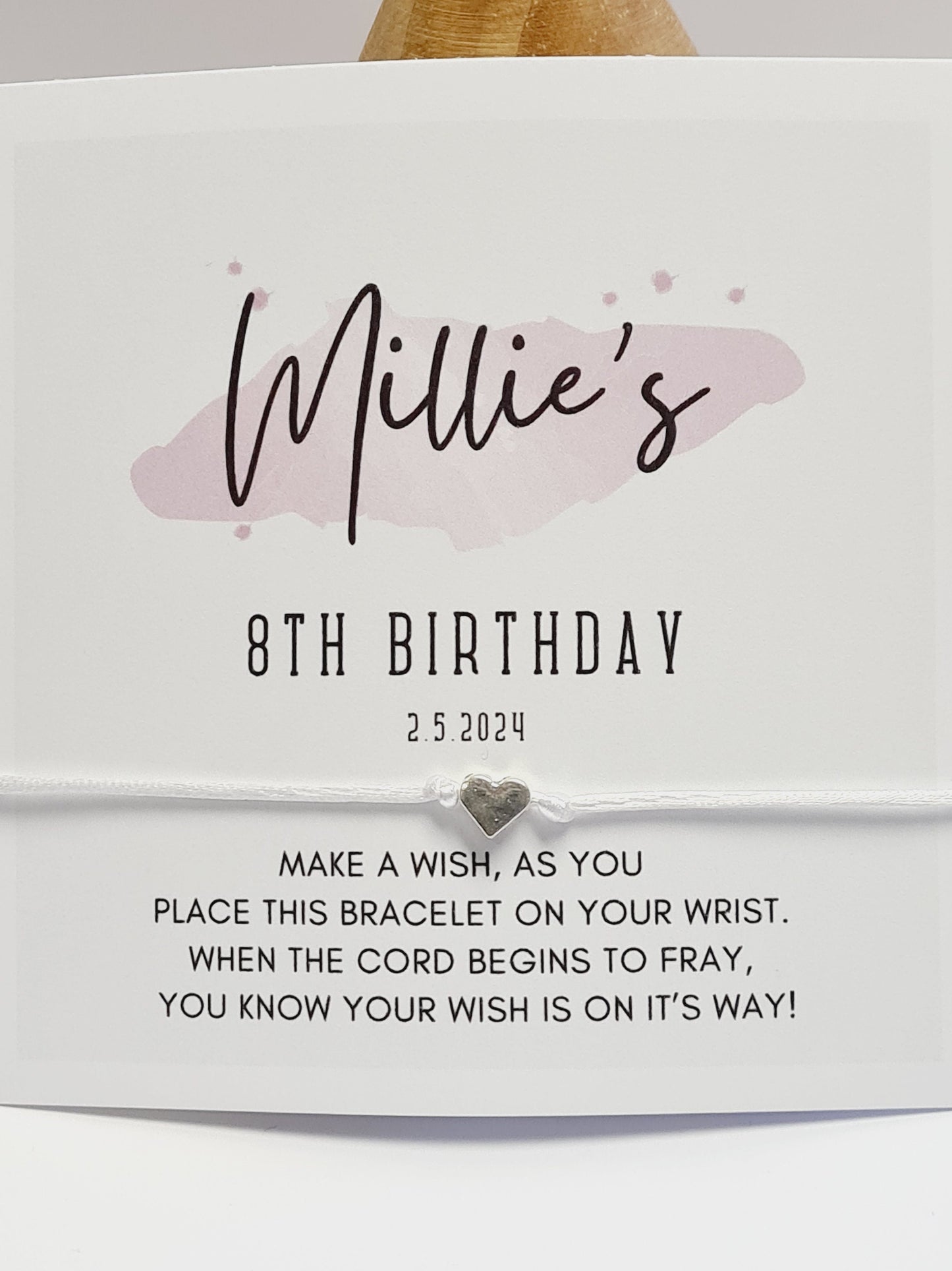 Pack of 10 Personalised Birthday wish string charm bracelet - Party bag Goodie filler - Age