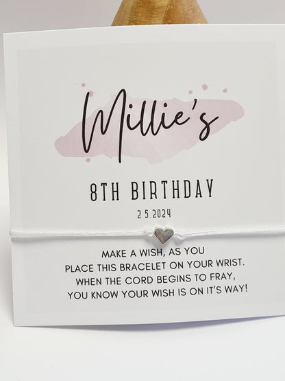 Pack of 10 Personalised Birthday wish string charm bracelet - Party bag Goodie filler - Age