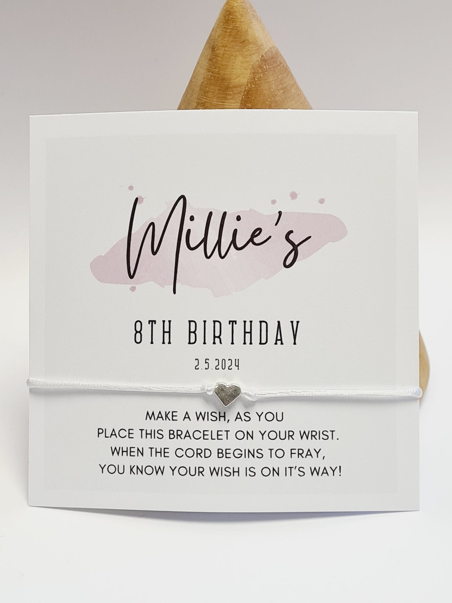 Pack of 10 Personalised Birthday wish string charm bracelet - Party bag Goodie filler - Age