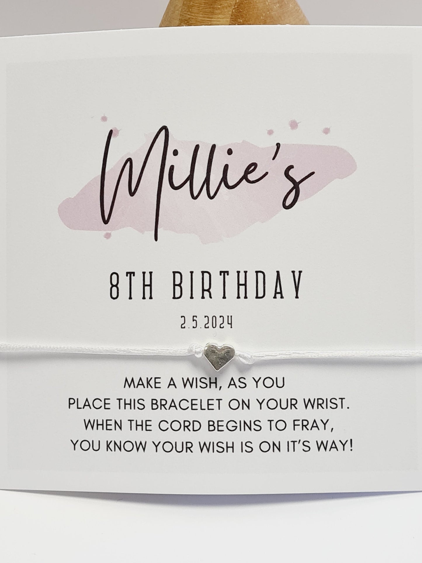 Pack of 10 Personalised Birthday wish string charm bracelet - Party bag Goodie filler - Age