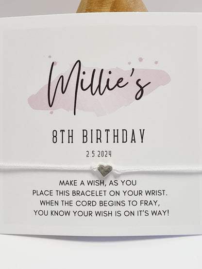 Pack of 10 Personalised Birthday wish string charm bracelet - Party bag Goodie filler - Age