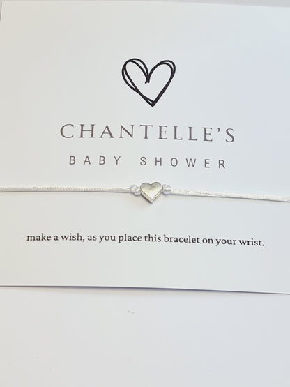 Heart-Shaped Baby Shower Wish Bracelets  -  Personalised I Mummy to Be I Charm String Bracelet, Personalised Gift – Perfect Gift for Guests