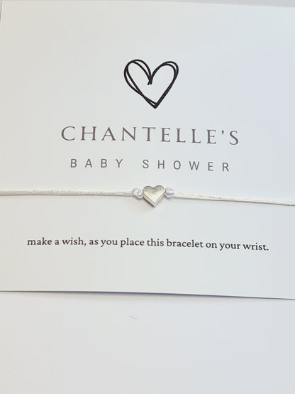 Heart-Shaped Baby Shower Wish Bracelets  -  Personalised I Mummy to Be I Charm String Bracelet, Personalised Gift – Perfect Gift for Guests