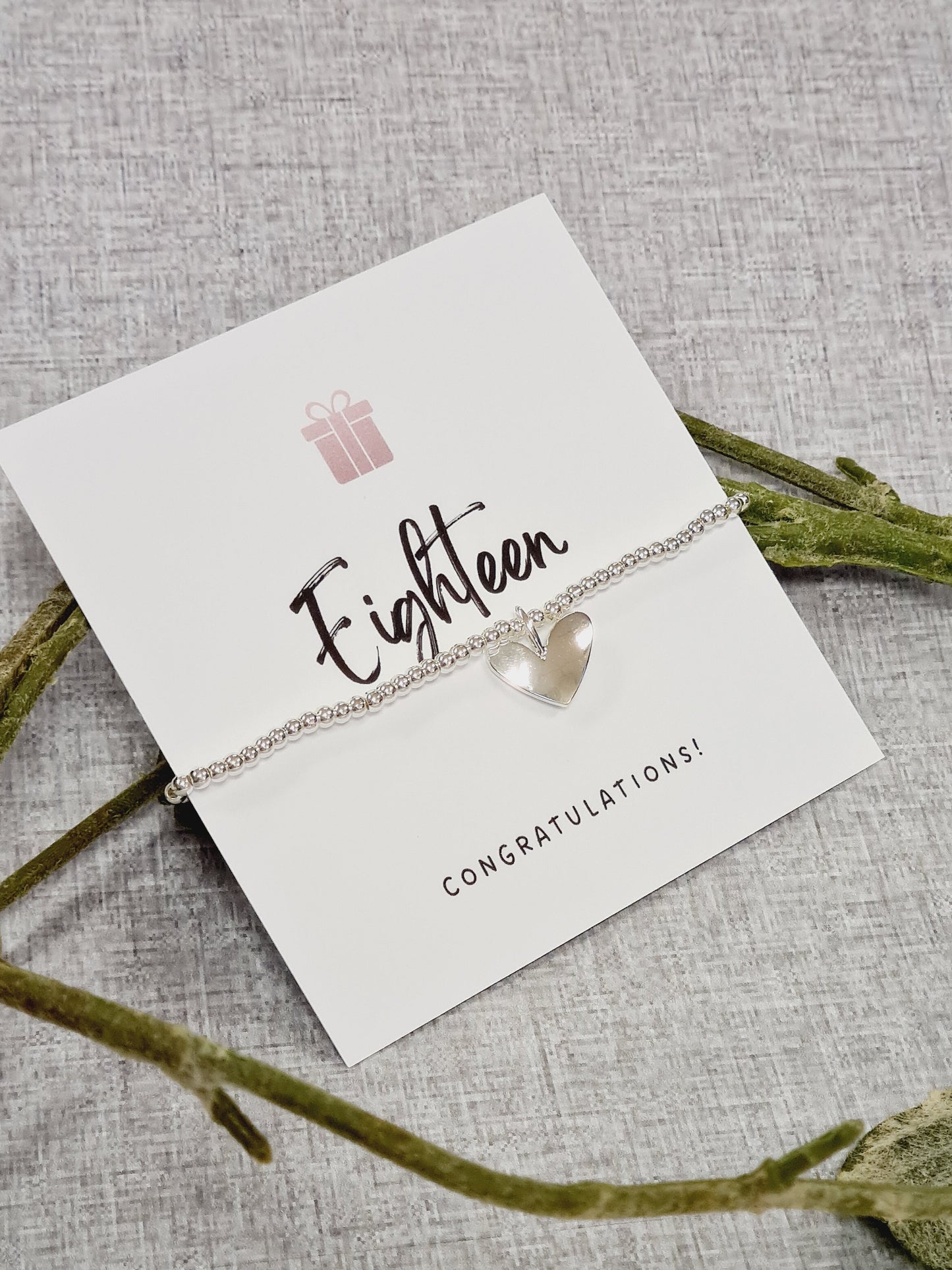 Eighteen 18th birthday gift happy birthday silver plated heart charm bracelet, 18th birthday bracelet, 18th birthday gift, happy