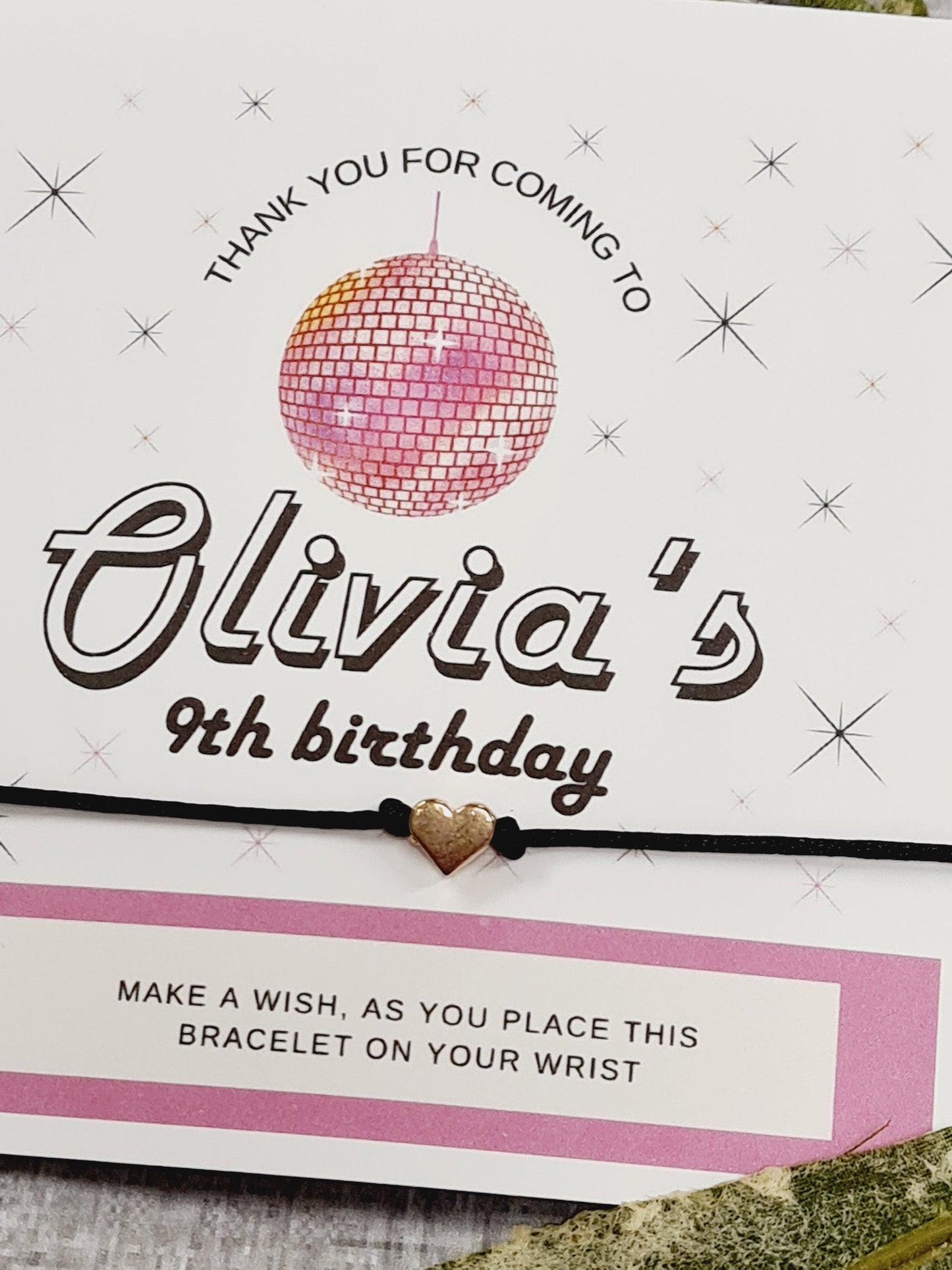 Disco Ball - Glitter Ball -  Birthday Wish Bracelet: Personalised Party Favour