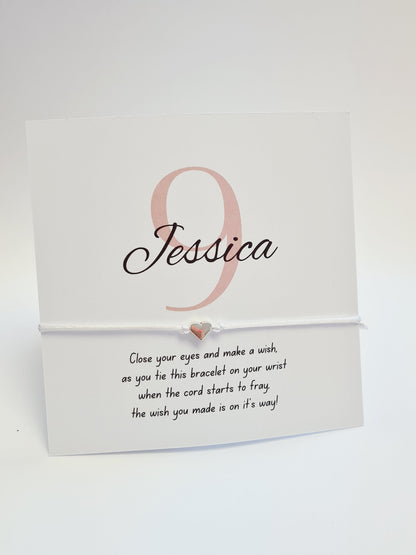 Birthday - Number - Pink - Cord Wish Bracelet - charm bracelet - Party bag filler - Personalised - Any age -  Party - Celebration -PM8