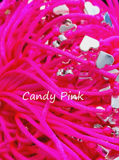 Pink Hearts - Personalised Birthday wish string charm bracelet - Party bag Goodie filler - Personalised - Celebration-Pink4