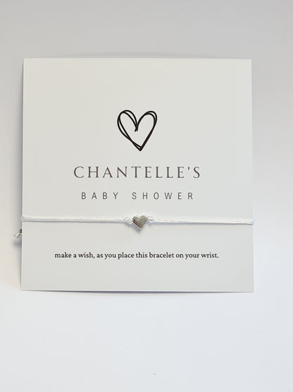 Heart-Shaped Baby Shower Wish Bracelets  -  Personalised I Mummy to Be I Charm String Bracelet, Personalised Gift – Perfect Gift for Guests
