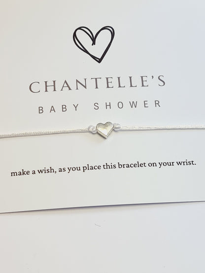 Heart-Shaped Baby Shower Wish Bracelets  -  Personalised I Mummy to Be I Charm String Bracelet, Personalised Gift – Perfect Gift for Guests