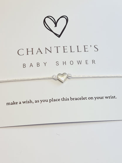 Heart-Shaped Baby Shower Wish Bracelets  -  Personalised I Mummy to Be I Charm String Bracelet, Personalised Gift – Perfect Gift for Guests