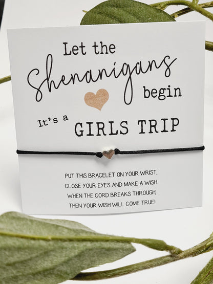 Girls Getaway Gift; Girls Trip; Girls Weekend; Wish Bracelet; Girls Road Trip, Wish Bracelet; shenanigans Hen Party