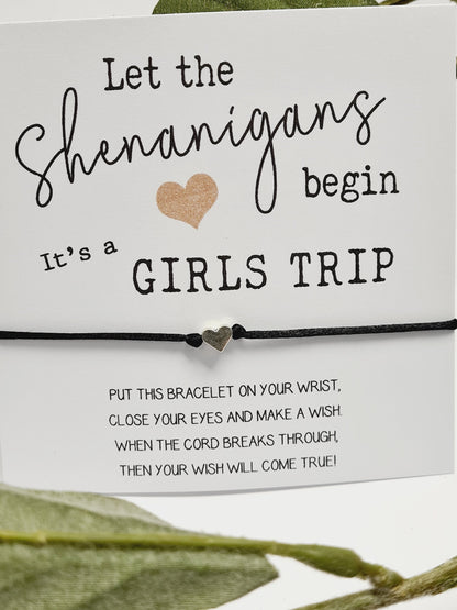 Girls Getaway Gift; Girls Trip; Girls Weekend; Wish Bracelet; Girls Road Trip, Wish Bracelet; shenanigans Hen Party