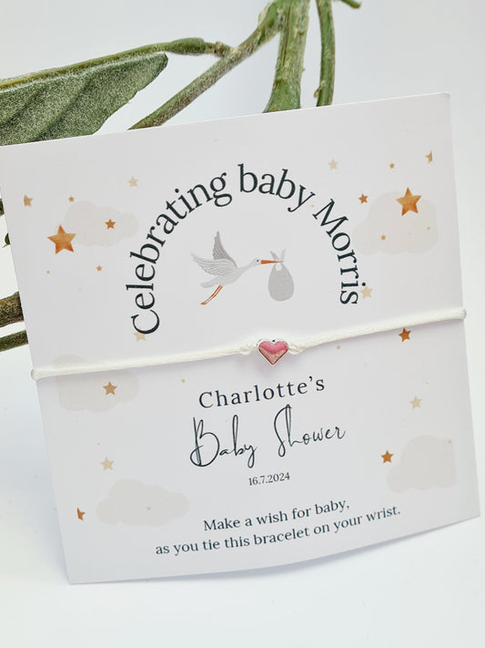 Bulk Wish string Personalised Baby Shower Wish Bracelet, Mummy to Be, Charm String