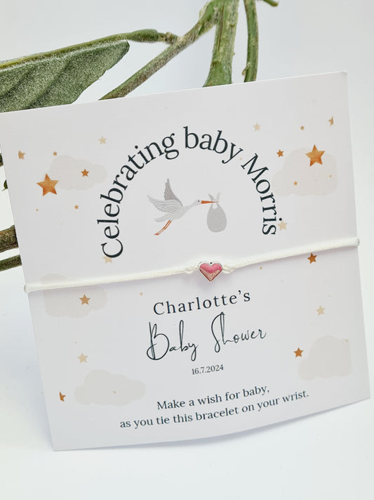 Bulk Wish string Personalised Baby Shower Wish Bracelet, Mummy to Be, Charm String