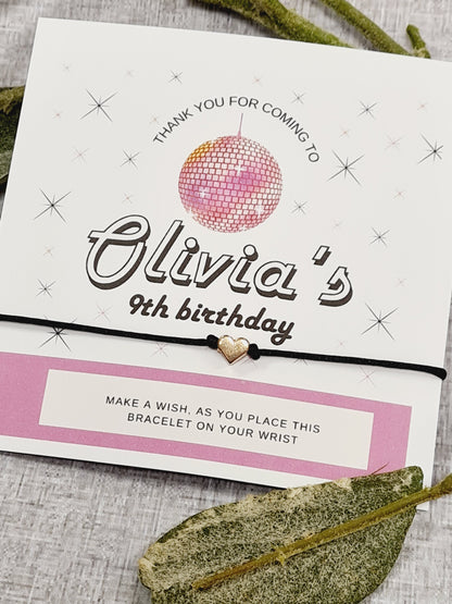 Disco Ball - Glitter Ball -  Birthday Wish Bracelet: Personalised Party Favour