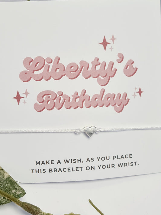 Pink Birthday Wish charm bracelet - Party/ Goodie bag filler - Personalised - Birthday A5Y