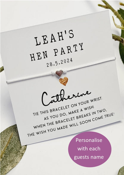 Personalized Hen Party Wish Bracelet: Individual Guest Names