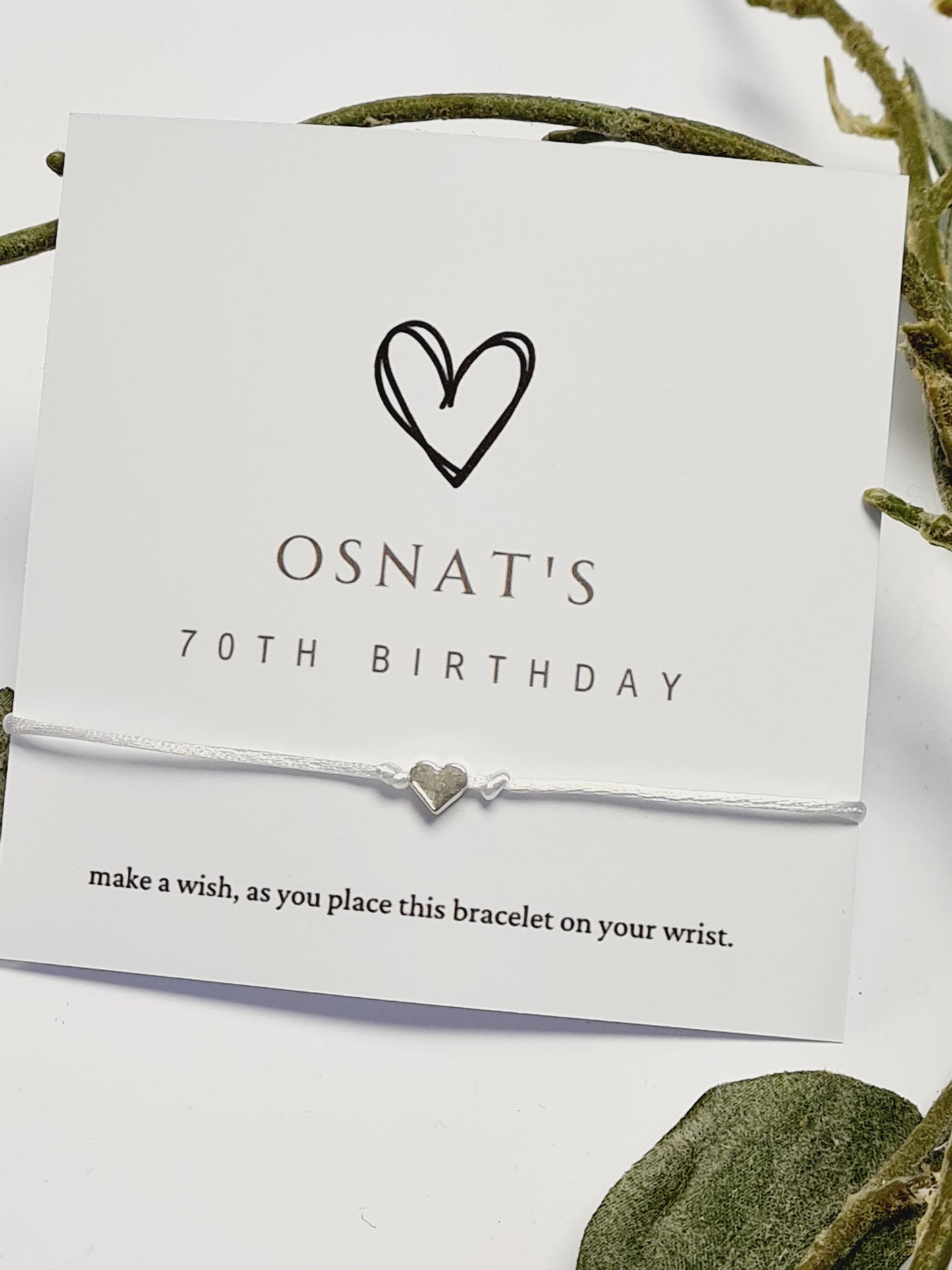 Birthday Wish Bracelet: Heart Charm, Personalised Party Favour - Simple - Elegant - Heart Design