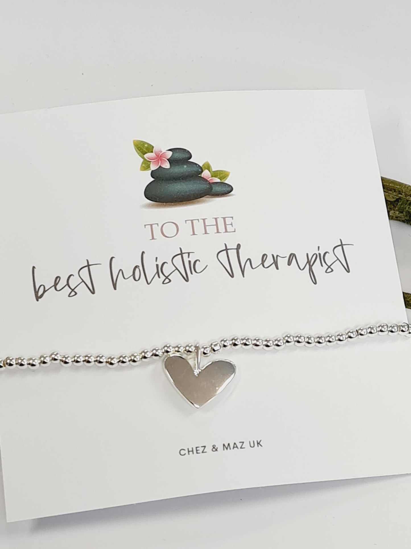 Holistic Therapist - Silver plated charm bracelet & silver and rose gold coloured heart charm - Gift - Bracelet - Christmas Gift