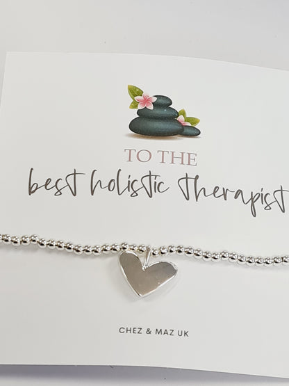 Holistic Therapist - Silver plated charm bracelet & silver and rose gold coloured heart charm - Gift - Bracelet - Christmas Gift