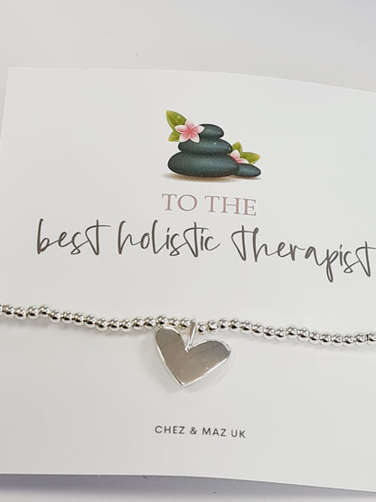 Holistic Therapist - Silver plated charm bracelet & silver and rose gold coloured heart charm - Gift - Bracelet - Christmas Gift