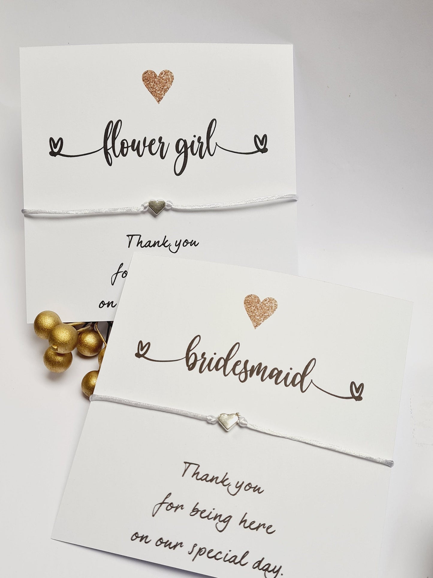 Bridesmaid Wish Bracelet: Heart Charm, Wedding Thank You Gift