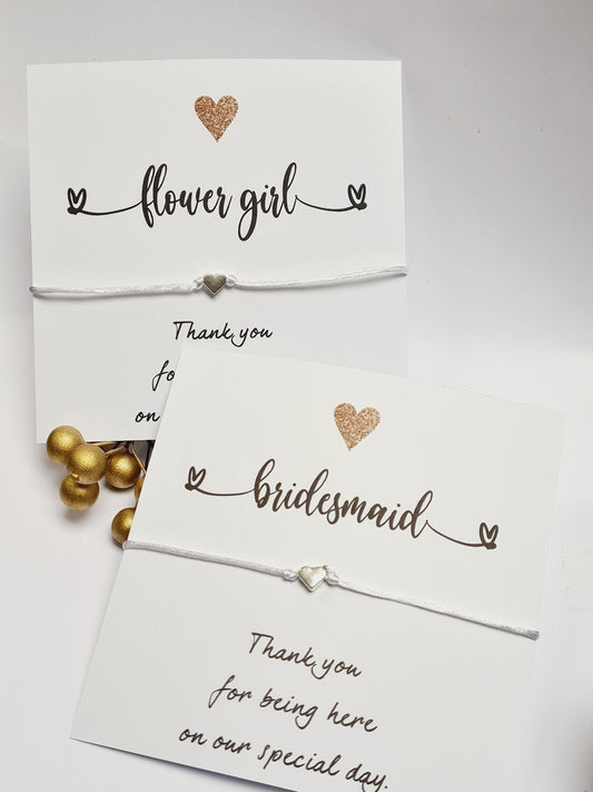 Bridesmaid Wish Bracelet: Heart Charm, Wedding Thank You Gift