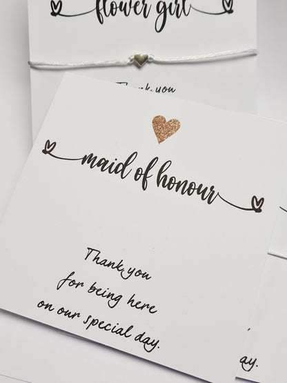 Bridesmaid Wish Bracelet: Heart Charm, Wedding Thank You Gift