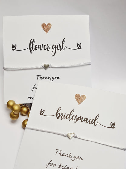Bridesmaid Wish Bracelet: Heart Charm, Wedding Thank You Gift