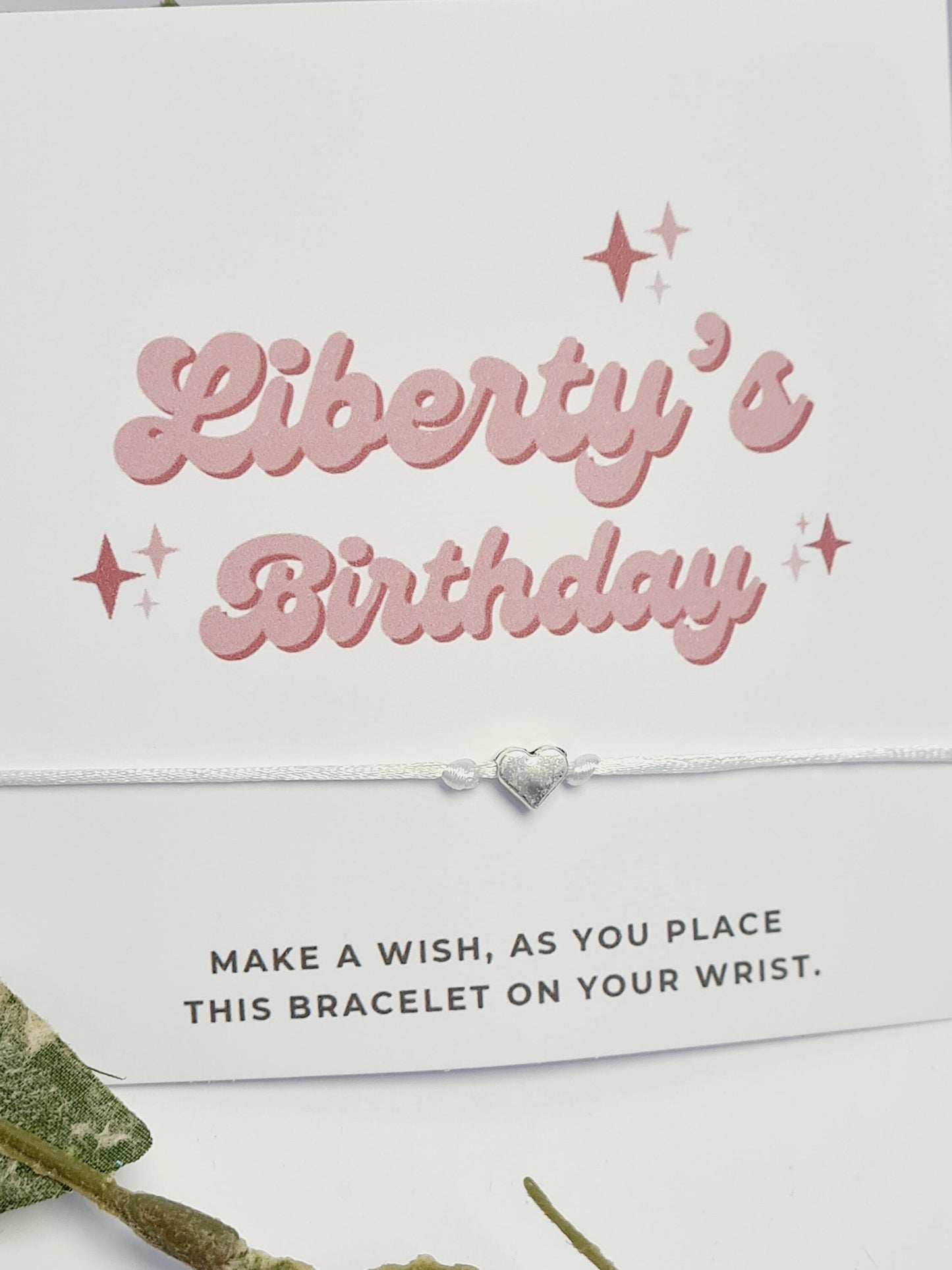 Pink Birthday Wish charm bracelet - Party/ Goodie bag filler - Personalised - Birthday A5Y