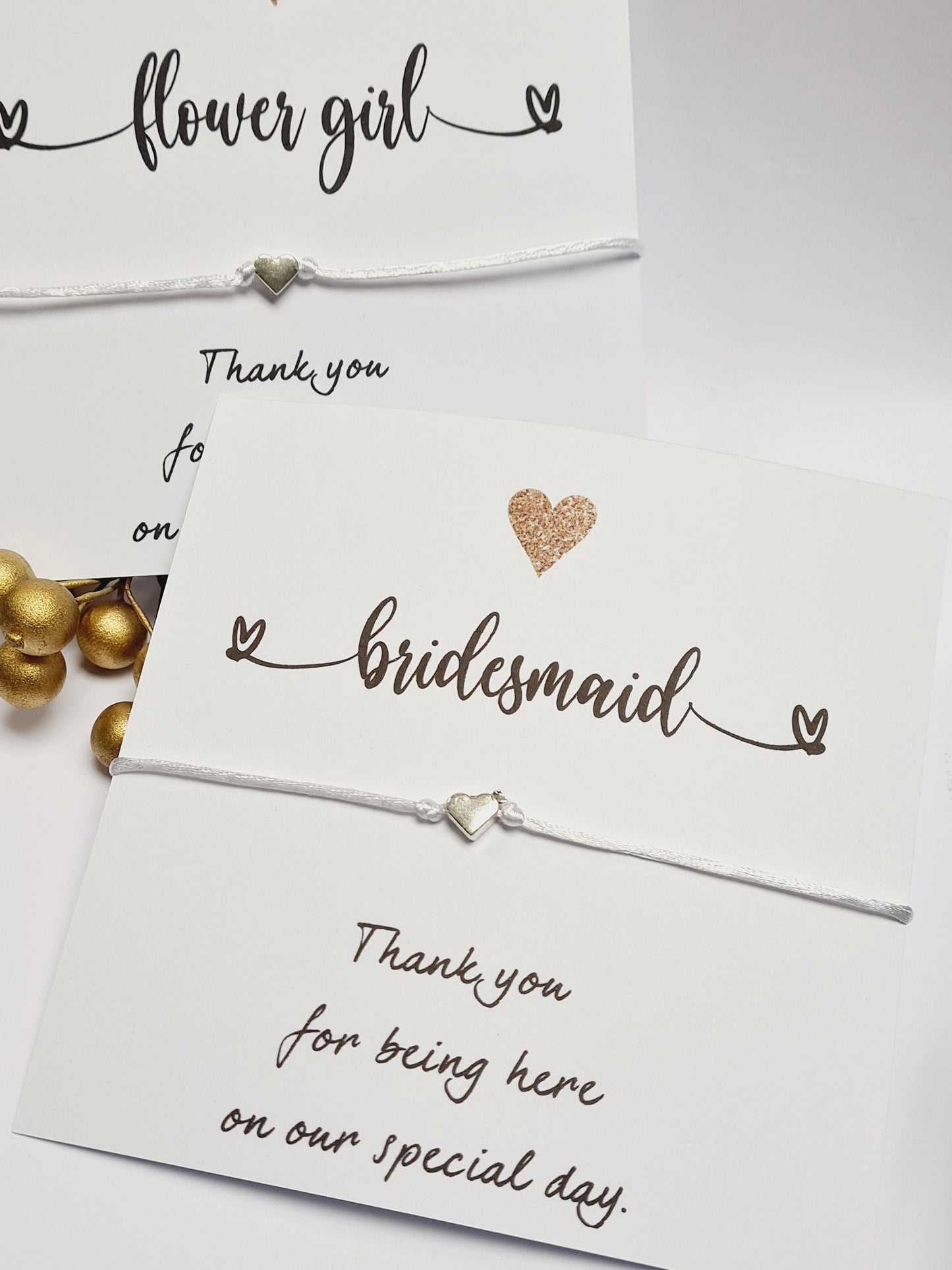 Bridesmaid Wish Bracelet: Heart Charm, Wedding Thank You Gift