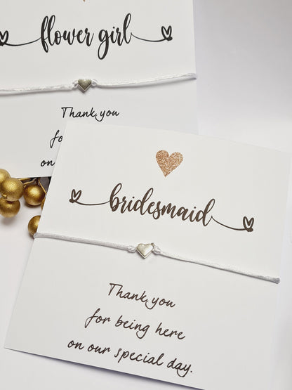 Bridesmaid Wish Bracelet: Heart Charm, Wedding Thank You Gift