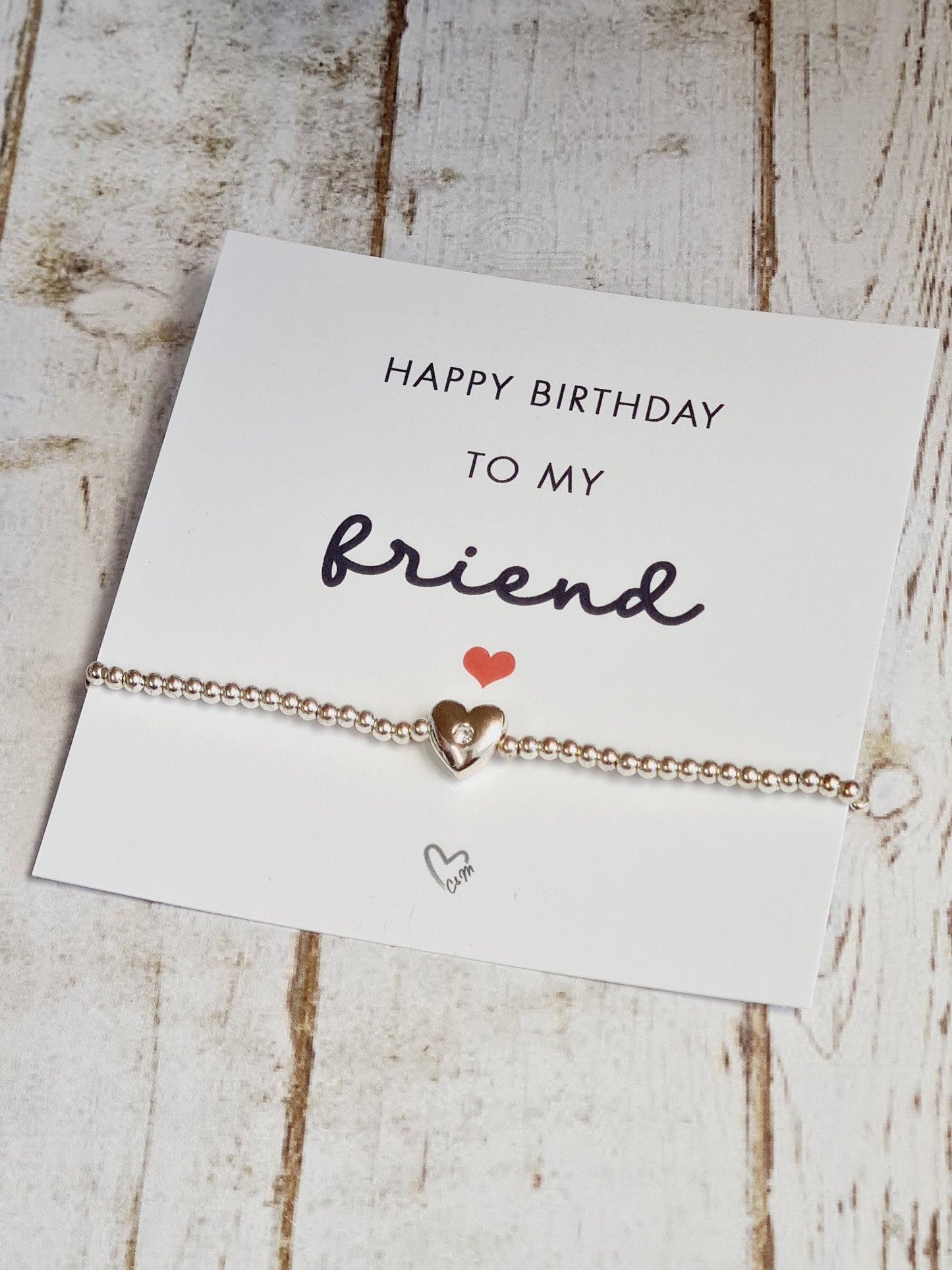 Happy birthday to my friend - Silver Plated Charm Bracelet with Silver Plated Heart Birthday gift for her