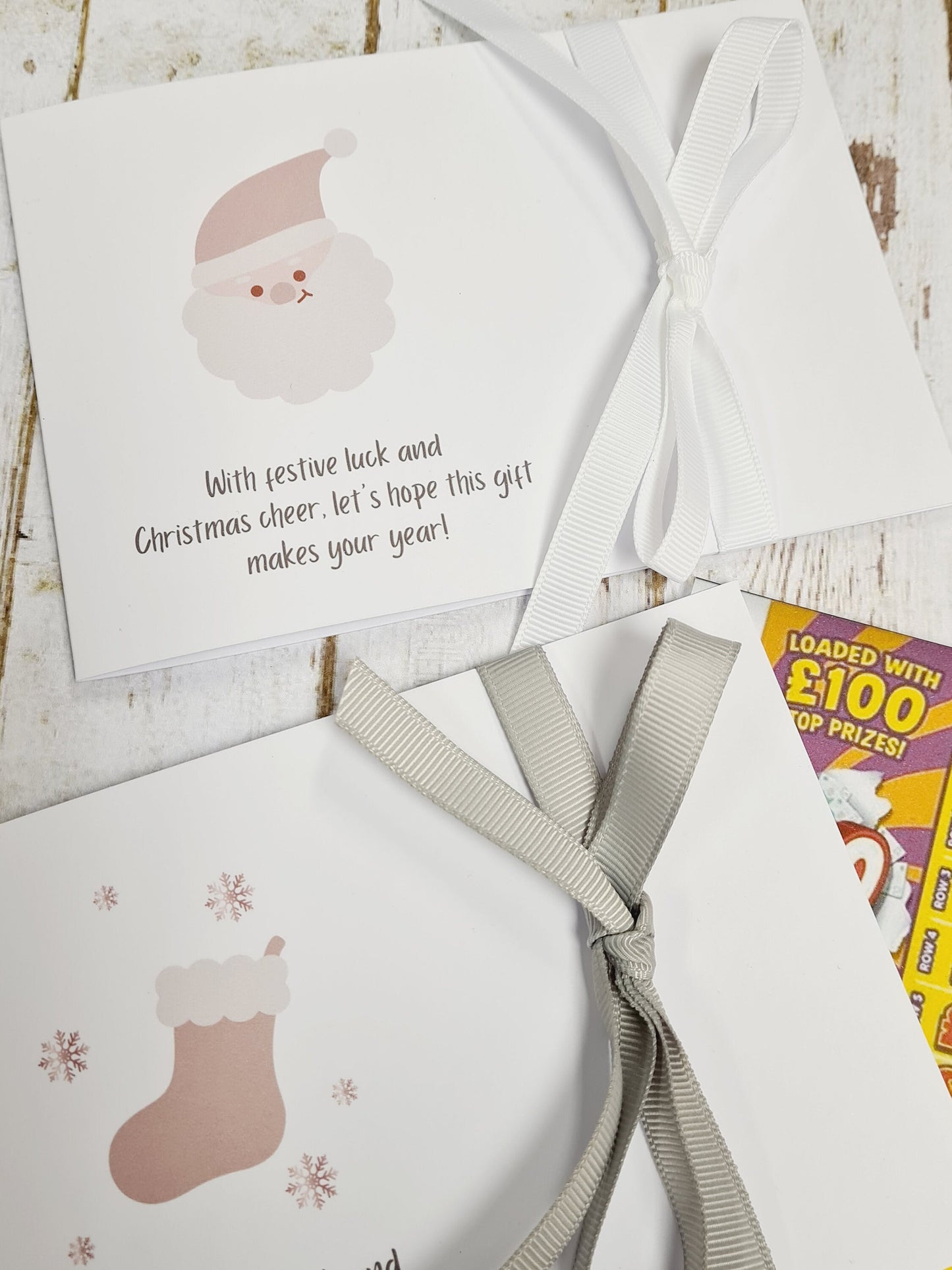 Christmas Novelty Christmas Lottery Ticket Holders-Scratch Card -Table Decoration-Festive-Cracker alternative - 6 Designs-Sil69