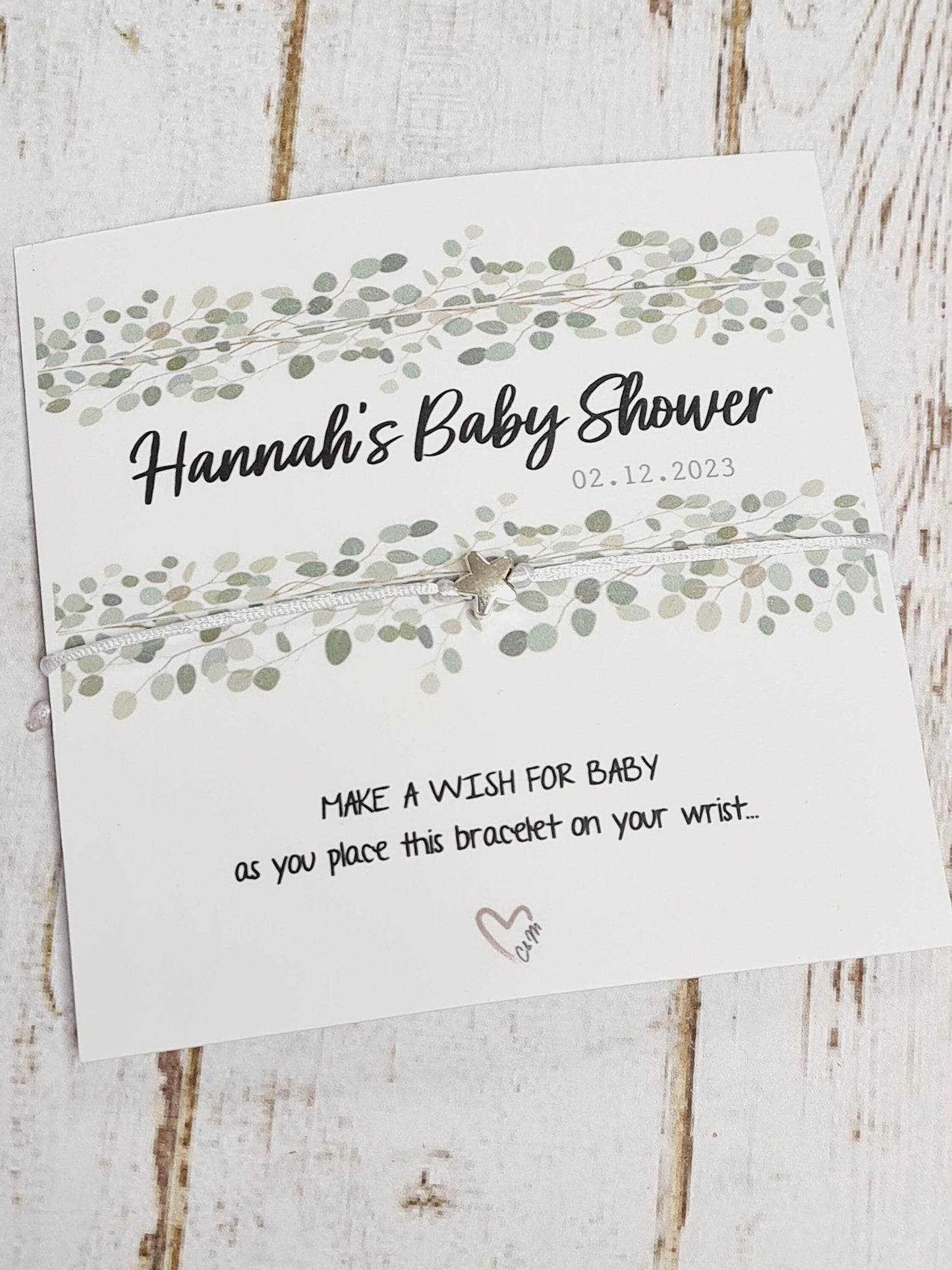 Baby Shower Wish Bracelet, wish string personalised