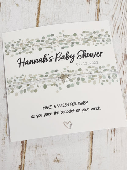 Baby Shower Wish Bracelet, wish string personalised