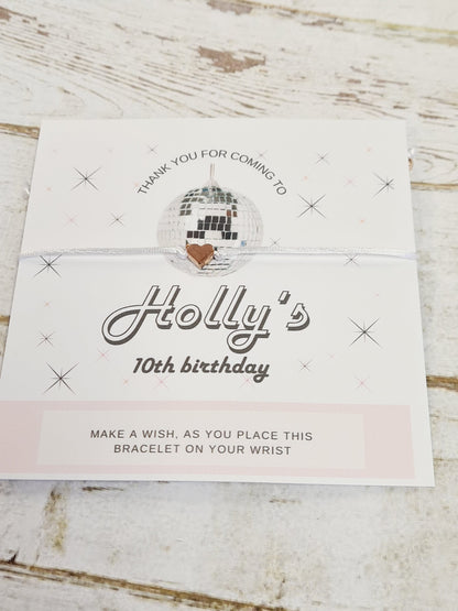 Disco Ball - Glitter Ball -  Birthday Wish Bracelet: Personalised Party Favour