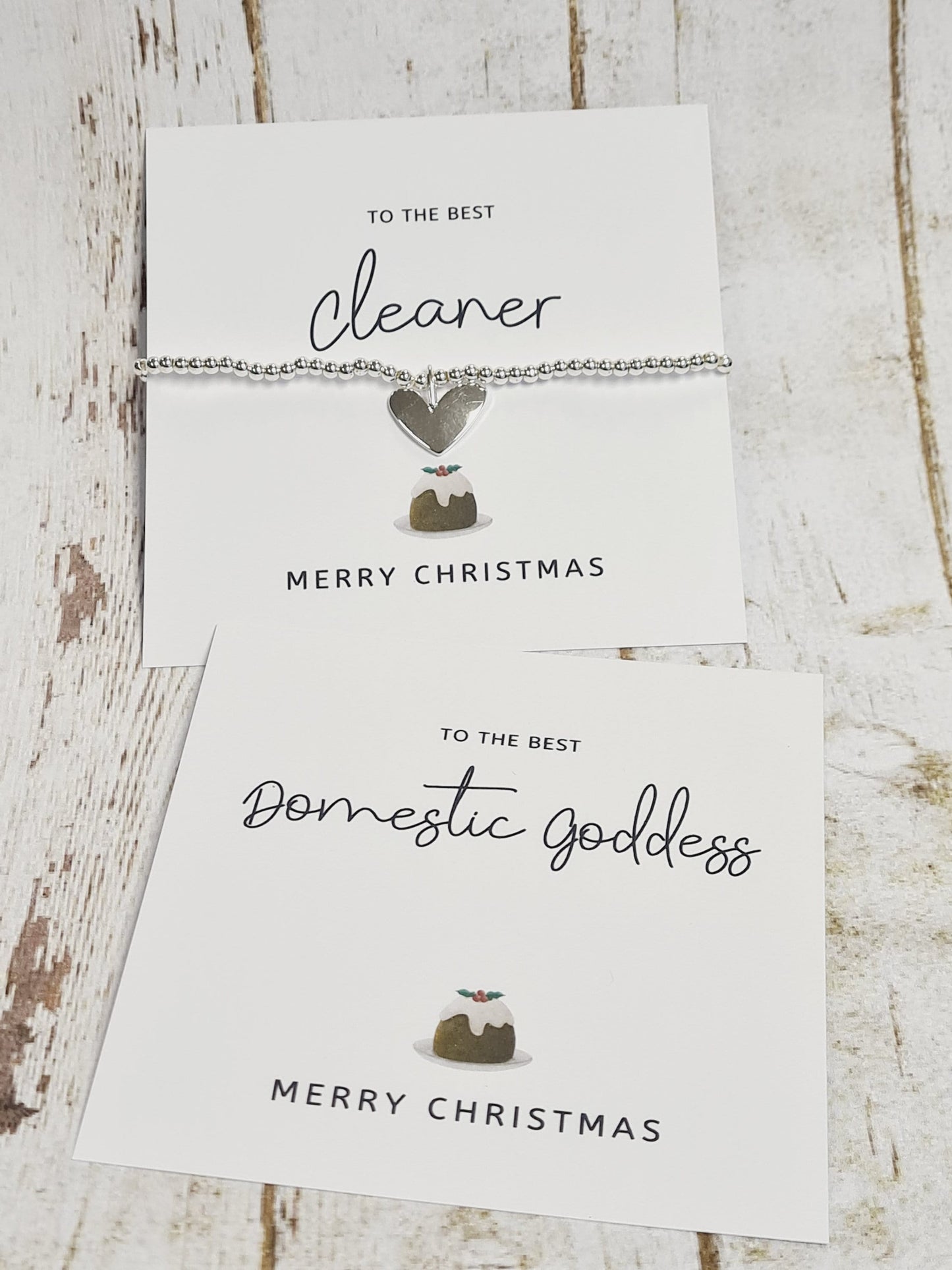 Cleaner - Domestic Goddess Secret Santa Gift | Silver Plated Charm Bracelet with Heart Charm | Christmas Gift for Her