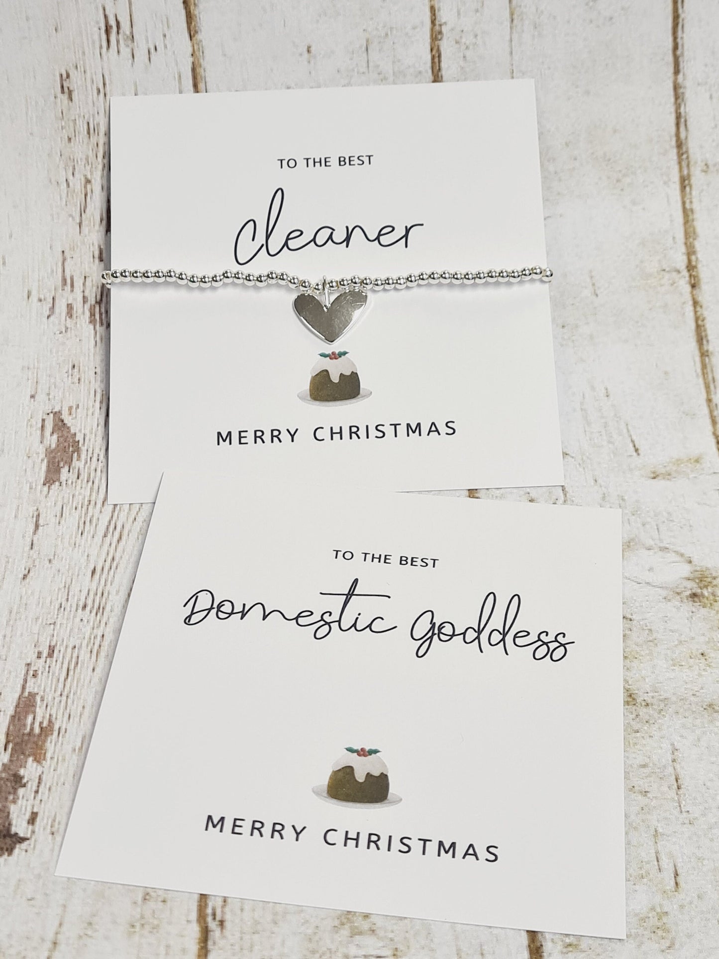 Cleaner - Domestic Goddess Secret Santa Gift | Silver Plated Charm Bracelet with Heart Charm | Christmas Gift for Her