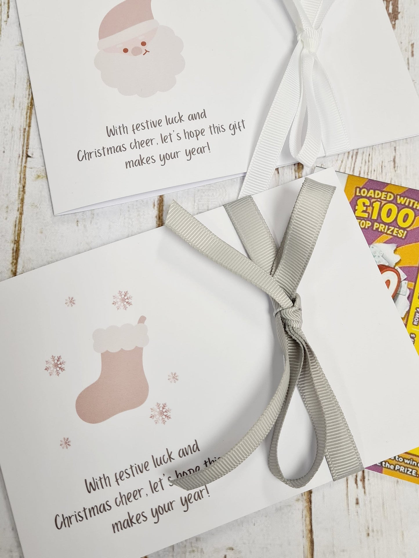 Christmas Novelty Christmas Lottery Ticket Holders-Scratch Card -Table Decoration-Festive-Cracker alternative - 6 Designs-Sil69