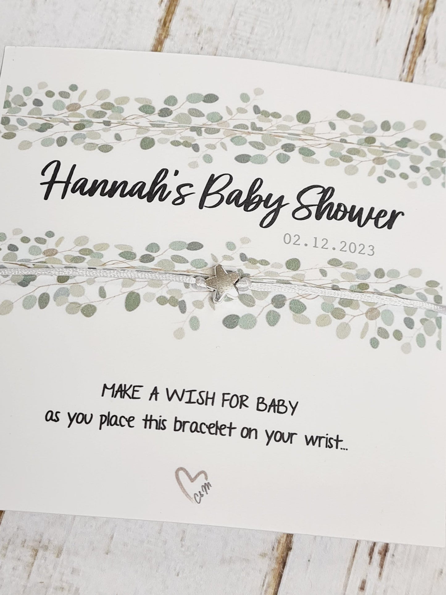 Baby Shower Wish Bracelet, wish string personalised