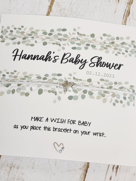 Baby Shower Wish Bracelet, wish string personalised